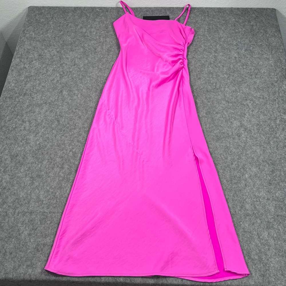NWT House of Harlow 1960 Pink Ruched Sleeveless Slip Maxi Dress Women Size Small